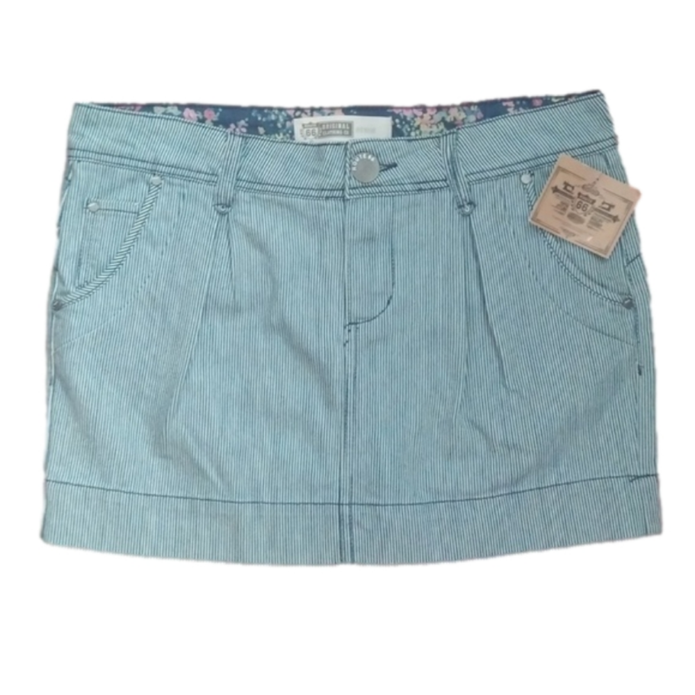 HP🎉 NEW ROUTE 66 Pleated Striped Denim Mini Skirts (2 Avail.)